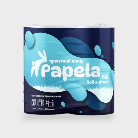Папір туалетний Papela BIG 3 кулі 4рул-200 відривів 16630 фото