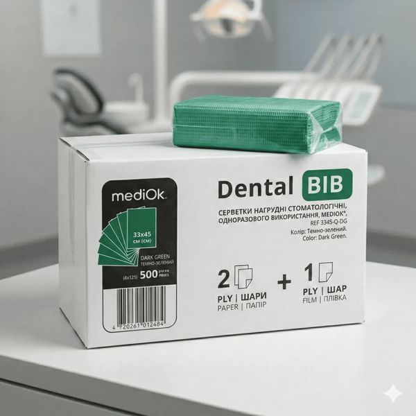 Серветка-нагрудник MediOk Темно-Зелена 35х45см 125шт/пач 23083 фото