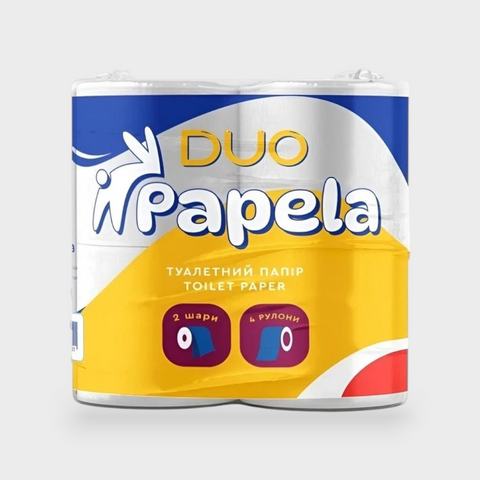 Папір туалетний Papela Duo 2 шари 4рул-120 відривів 23061 фото