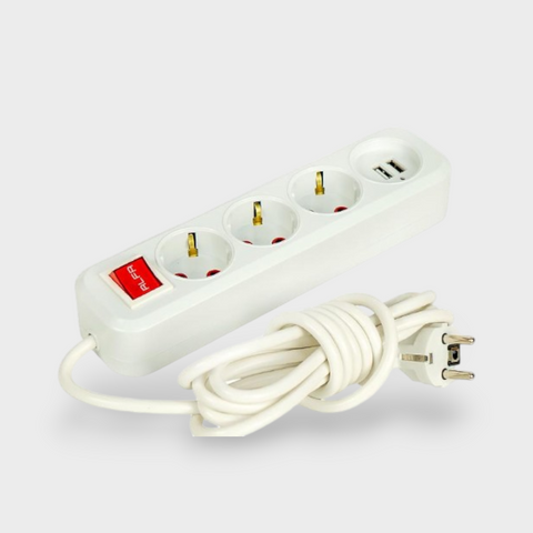 Удлинитель 3 розетки 3м+2USB ALFUSB3M фото